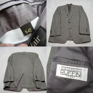 Gianfranco Ruffini Blazer Men‎ 42S Gray Herringbone Camel Hair Blend Sport Coat